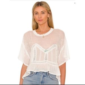 Free People New Lace tee Ivory Size XL